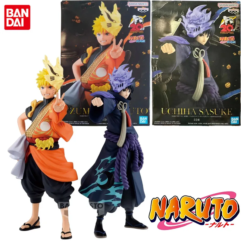 

Фигурка удзумаки Наруто Учиха Саске из аниме Bandai, оригинальная экшн-фигурка для детей, подарок на Рождество, Коллекционная модель