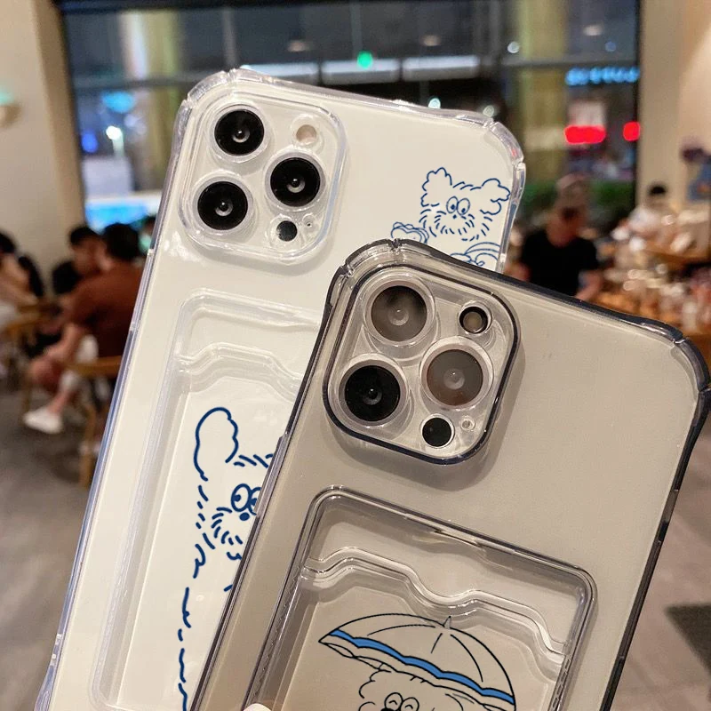 Chic INS Korea Umbrella Line Dog Card Holder Phone Case Cover