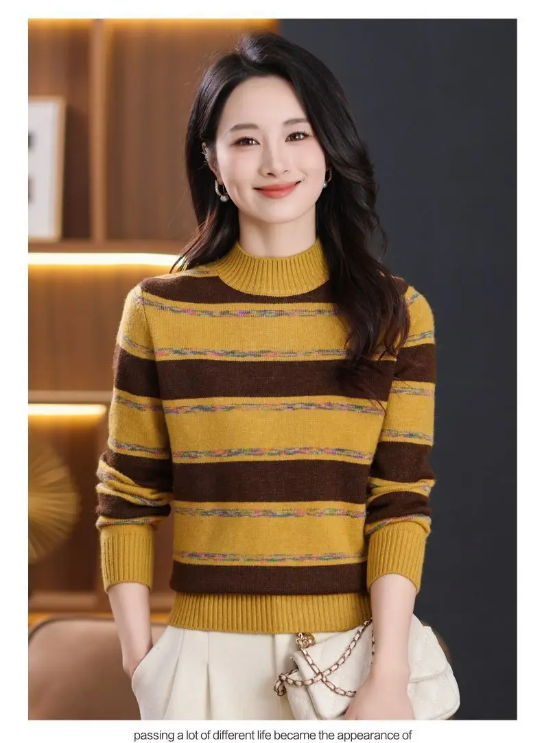 Mode Gestreiften Pullover frauen Pullover Tops Frühling Herbst Pull Jumper Weibliche Kleidung Warme Winter Strickwaren Femme Bluse – Detail 7