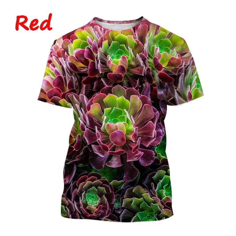

2024 Men's And Women's Fashionable New Plant Succulents 3D Printed T Shirt Flower Printed T-shirt Casual Street Top Kid Tees