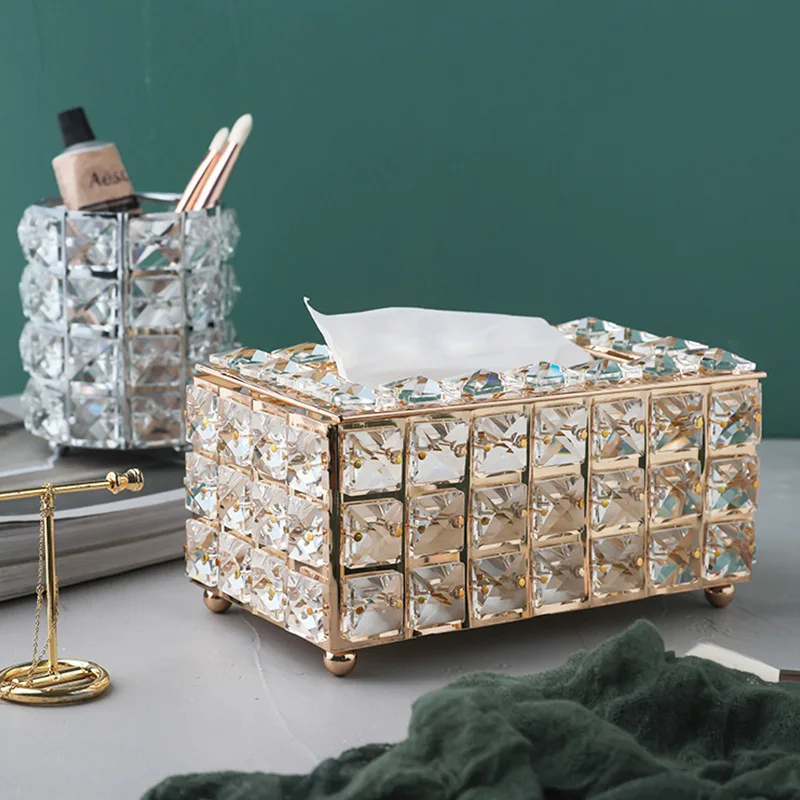 

Nordic Ins Crystal Tissue Box Desktop Living Room Coffee Table Household Simple Creative Lovely Napkin Toilet Paper Drawer