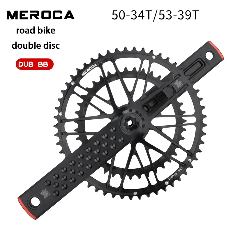 

MEROCA Ultralight 170mm Crankset hollow Sprocket double disc 50-34T/53-39T with DUB Bottom Crank arms for Folding/road Bike