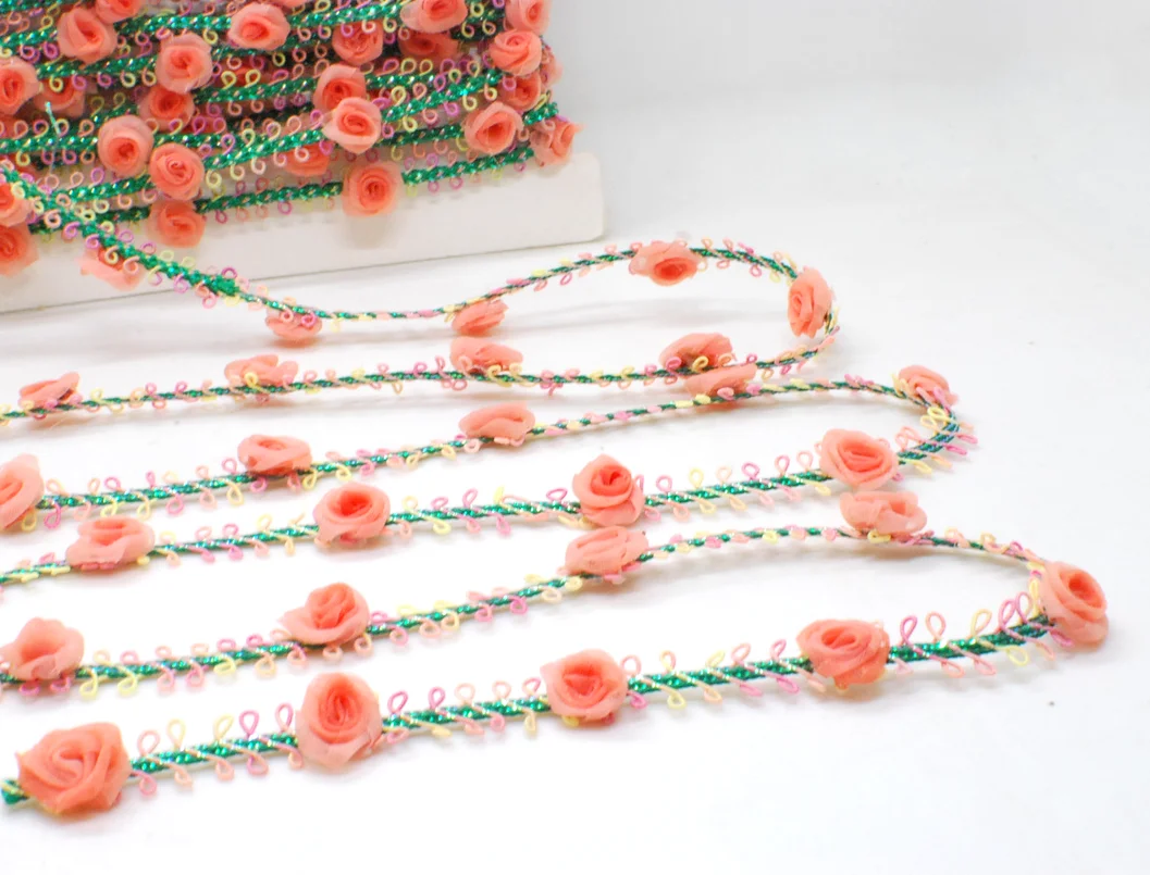 Embroidery Ribbon 2 Yards Woven Rococo with Rose