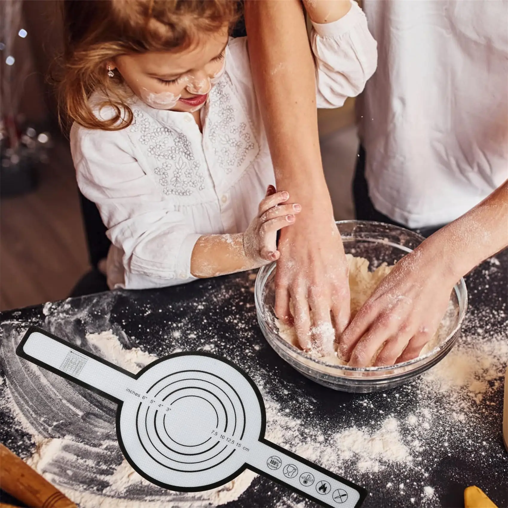 Reusable Silicone Baking Mat Long Handles Heat Resistant Non-Stick Sourdough Baking Mat for Dutch Oven Baking Liners Tools