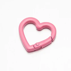 Heart Shaped Carabiner Keychain Hook Set for DIY Jewelry and Crafting (Dark Pink)