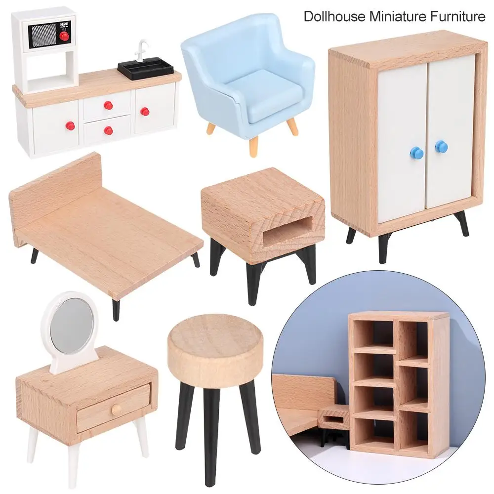 Playing House Scene Model Dolls Accessories TV Cabinet Dollhouse Miniature Furniture Mini Furnishing Sofa Bed Wardrobe