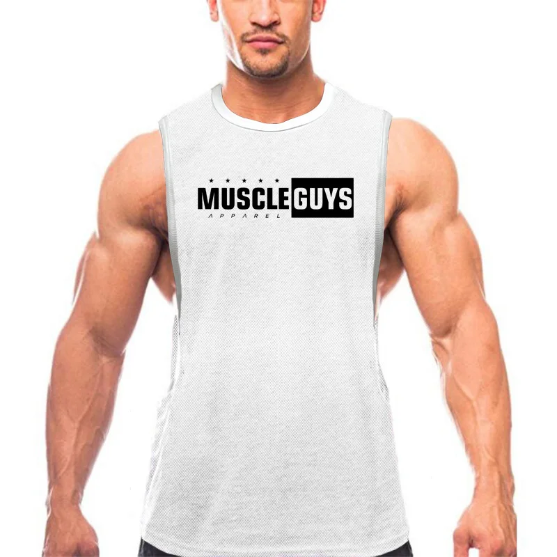 Mesh Gewoon Gym Tank Top Mannen Open Side Spier Mouwloos Shirt Workout Stringer Kleding Bodybuilding Singlets Fitness Vest