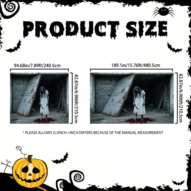 1 Stück Halloween-Garagen-Dekoration – Blutige Geisterfrau in Weiß und blutige Hose Szene, realistische Details – Detail 4
