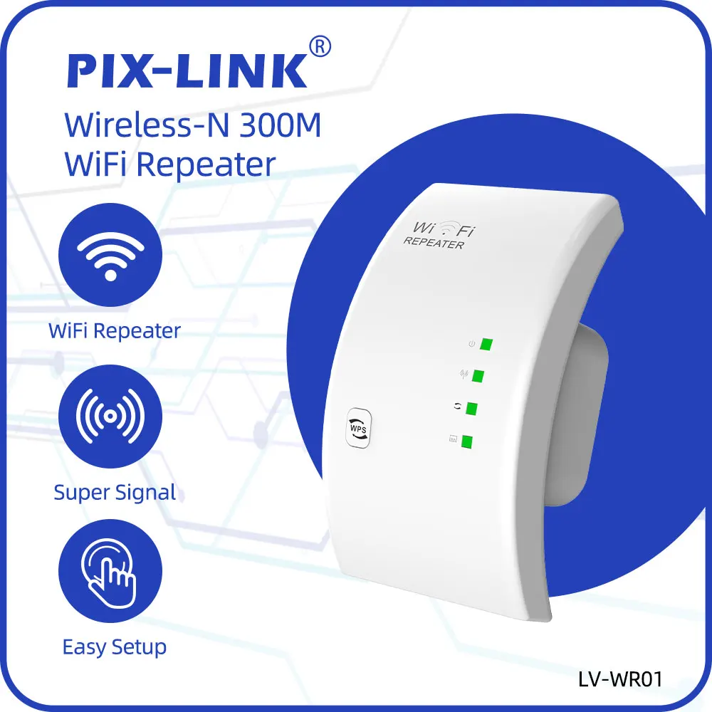 

PIXLINK WR01 300Mbps Wi-Fi Repeater White Amplifier Wifi Range Home Network Extender Wi-Fi AP Mode Extendor Long Range Internet