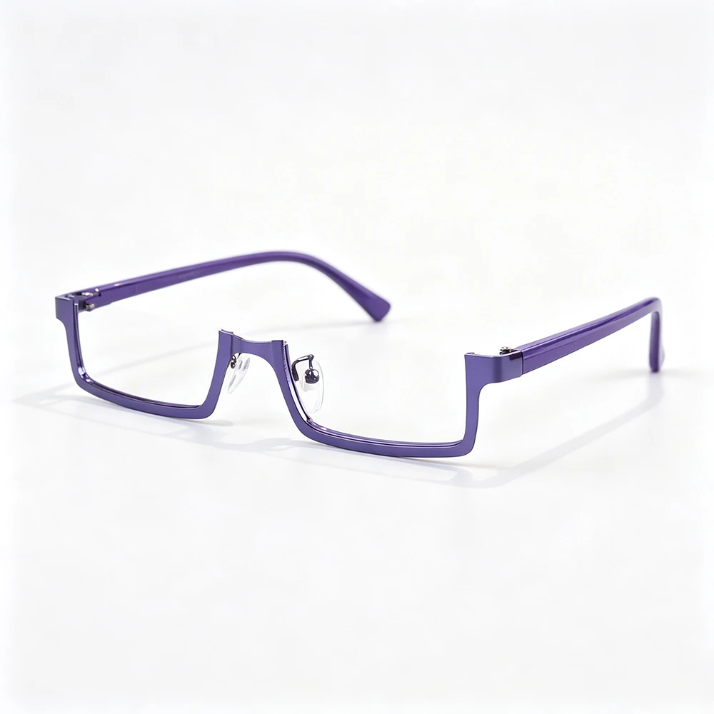 New Arrival Harajuku decorative glasses square Only eyeglass frames Metal Frame For Women Men rectangle Half frame glasses ﻿