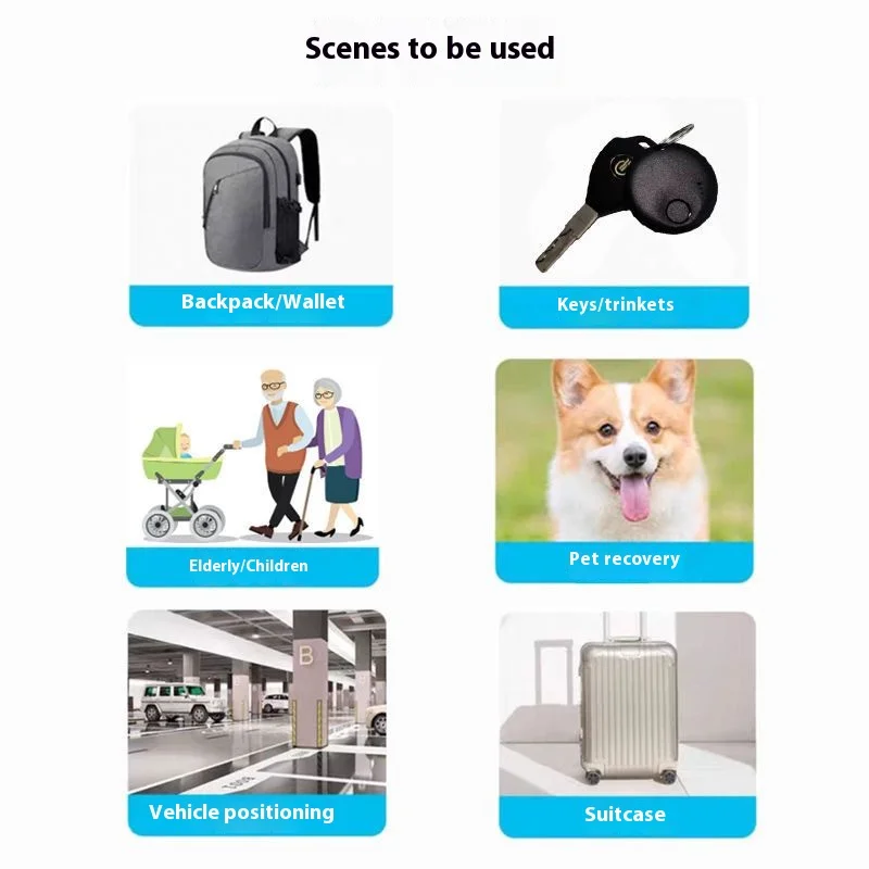 Mini Smart GPS Tracker Compatible with Apple Find My APP Air Tag with Key Ring for Pet Car Key Children Elderly Anti-lost Find