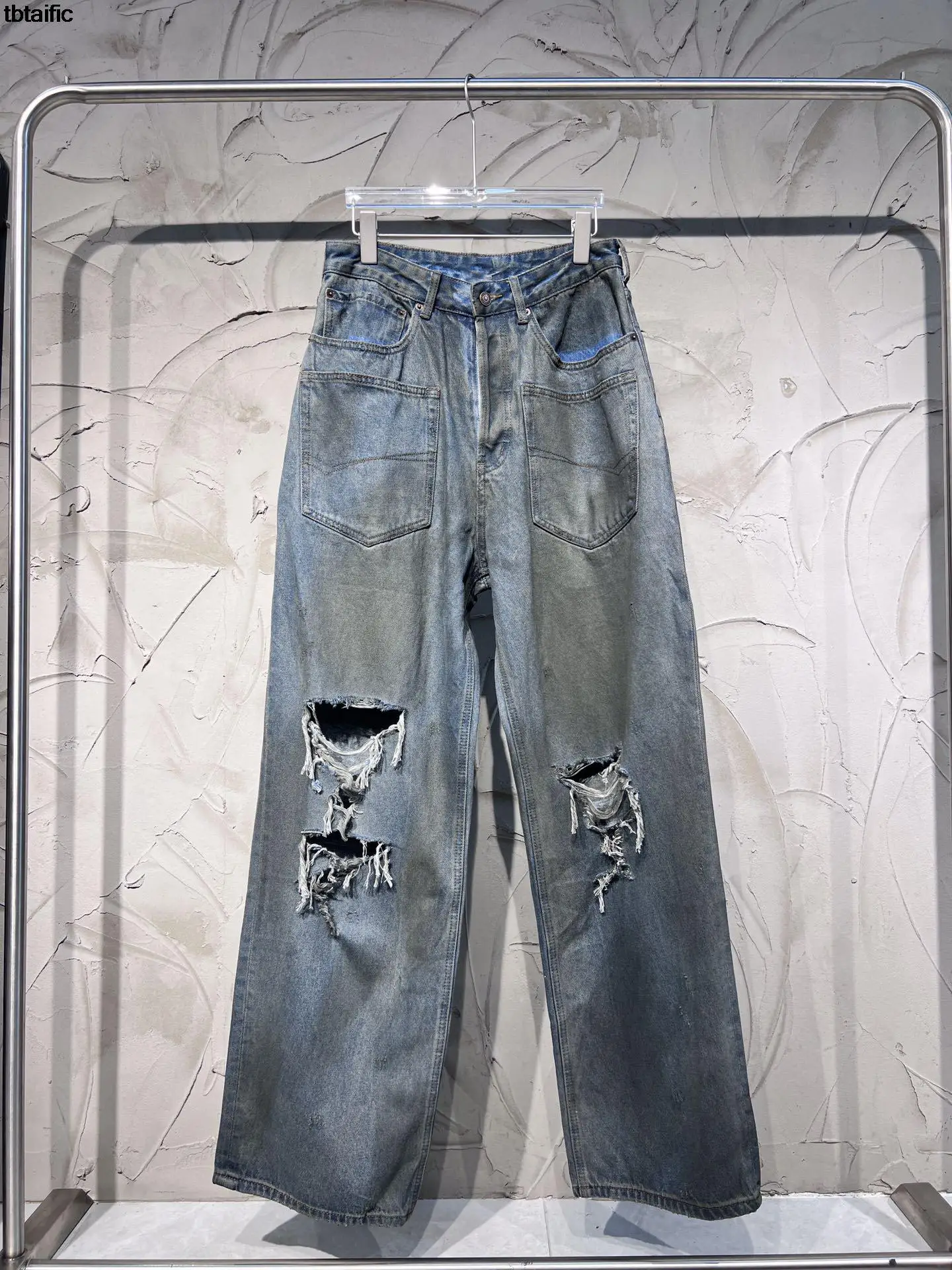 

Hip Hop Street Show Jeans Pants For men's Heavy Industry Damaged Washed Worn Out High Street ClassicSpring Fall New High Quality