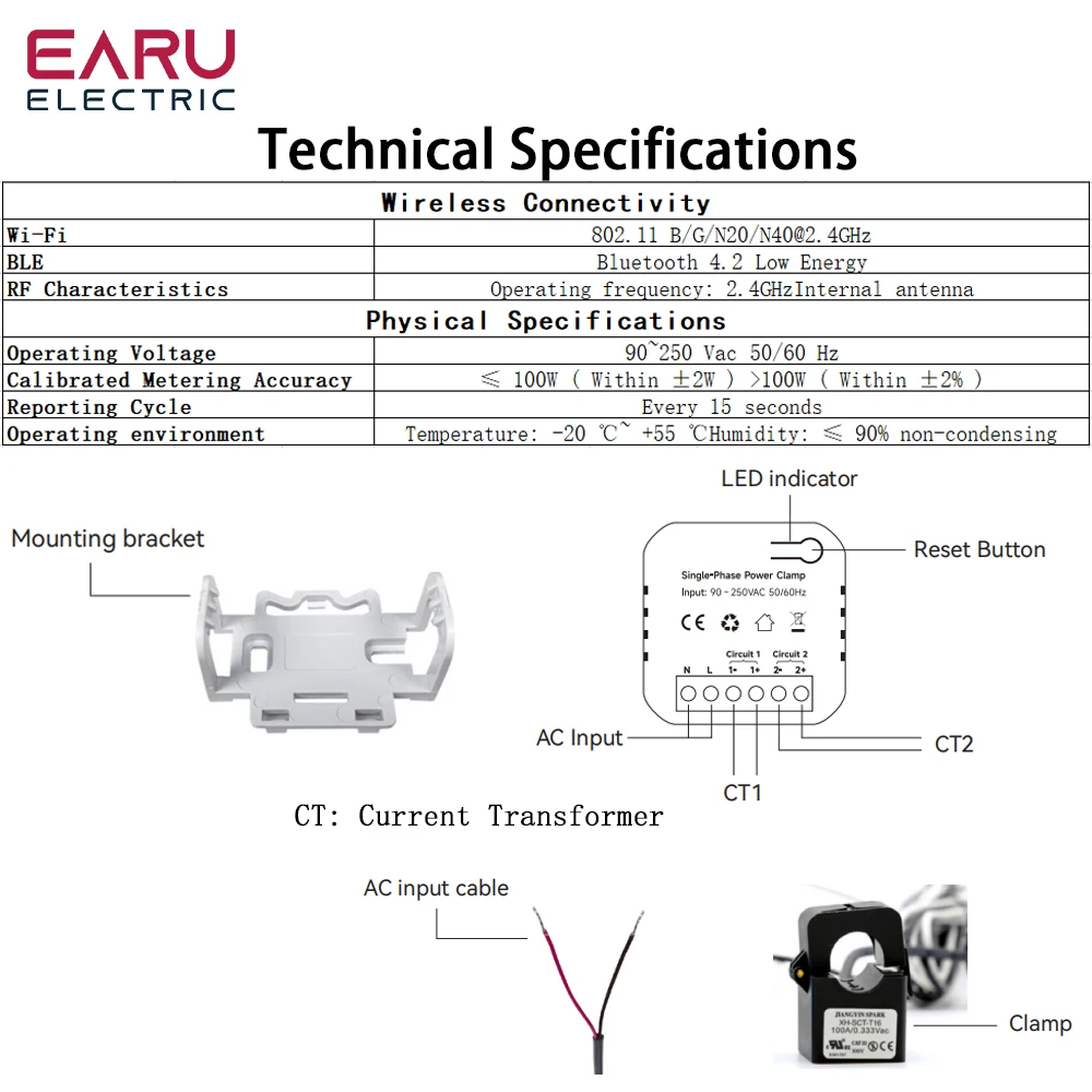 Two-Way Bilateral, 80-300A, AC 110V, 220V, Clamp