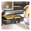 4 Slice Panini Press Grill Stainless Steel Sandwich Maker with Non-Stick Double Plates Locking Lids Drip Tray Opens 180 Degrees 6