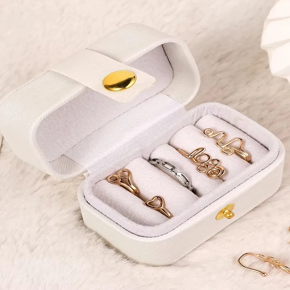 1pc-Exquisite Jewelry Box Simple Ring Necklace Earring Storage Simple Style Daily Travel Portable Storage Box
