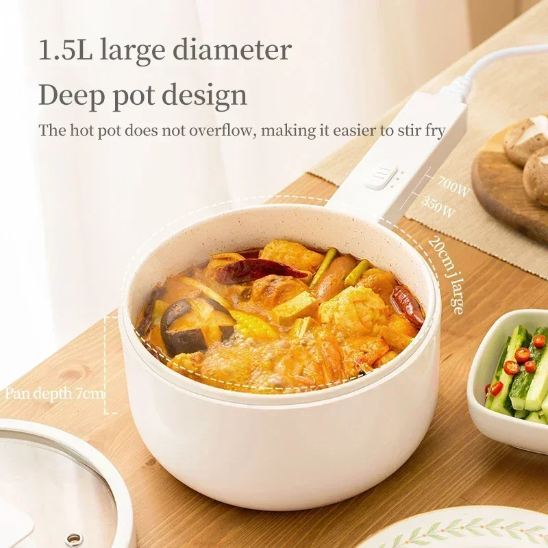 700W Multicooker Koken Potten Koken Apparaten 1.5L Elektrische Pot Pan Non-stick Gekookt Steamer Slowcooker Voor thuis 5