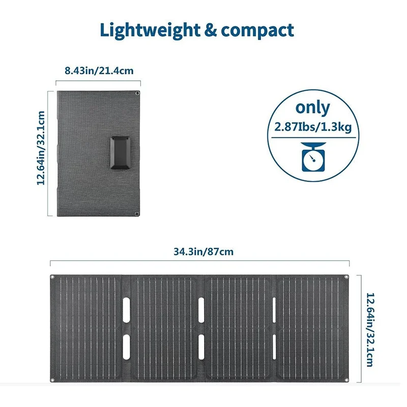Pannello solare pieghevole da 80 W IP65 Caricatore da pannello solare portatile impermeabile Cella solare per telefono cellulare Laptop Zaino in spalla Escursione in campeggio - immagine 3