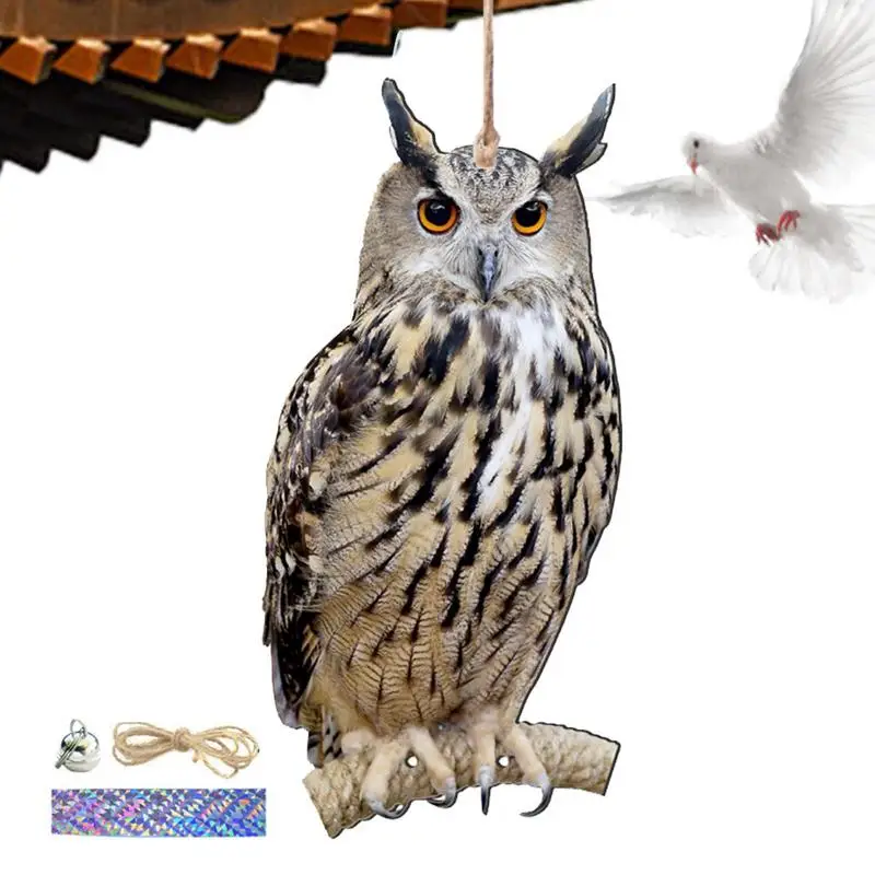 

Farm Protector Bird Scarer Owl Scarecrow Scarer Pendant Decorative Scarer Pendant With Bell Fake Bird Scare Device Waterproof