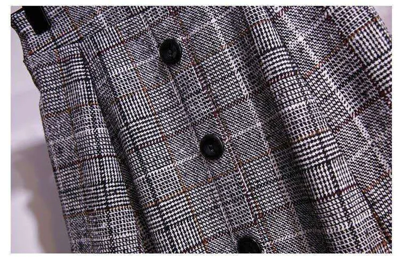 Large Size Women's Autumn Winter Elastic Waist A-line Skirt Woman Skirts Faldas Jupe Korean Retro Plaid Mid-Long Skirts Size 4XL