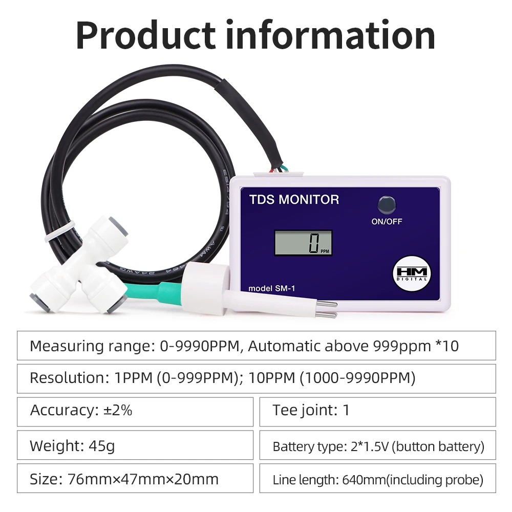 LCD-Digital-TDS-Messgerät, Wasserqualitätsmonitor, zur Bestimmung der Gesamtmenge an gelösten Stoffen im Wasser, Filter-PPM-Messgerät für Aquarien, Schwimmbecken und Trinkwasser. – Detail 8