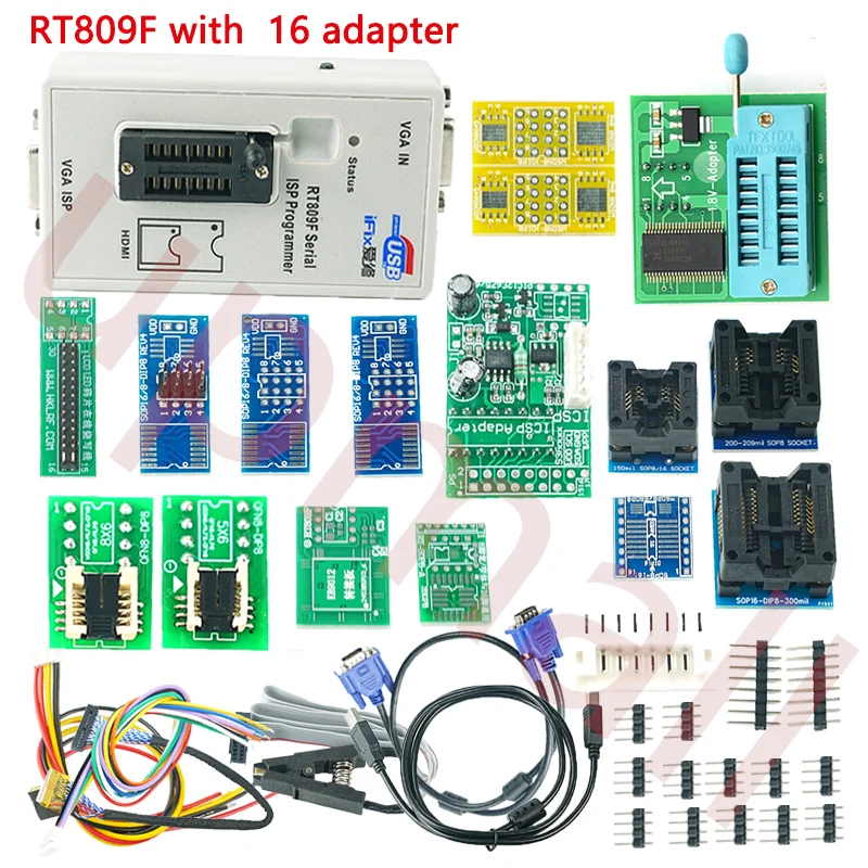 

Программатор RT809F LCD ISP + 16 адаптеров, 1,8 в, SOP8 SOP16, чипы разъемов DFN8 WSON8 MLF8 MLP8 QFN8 к строительным калькуляторам DIP8