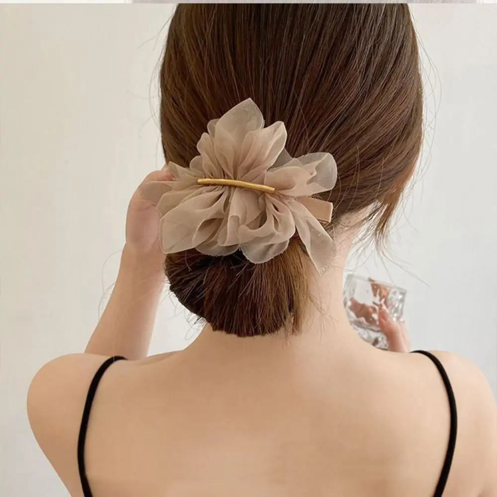 

Fashion Chiffon Flower Hair Clip Headdress New Hairgrip Ponytail Clip Barrettes Hair Accessories Metal Hairpin Girls