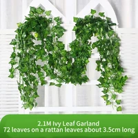 2.1M Green Ivy Leaf Hanging Vine Artificial Garland Silk Wall Plant Home Garden Decoration Wedding Party DIY Fake Wreath Leaves 3