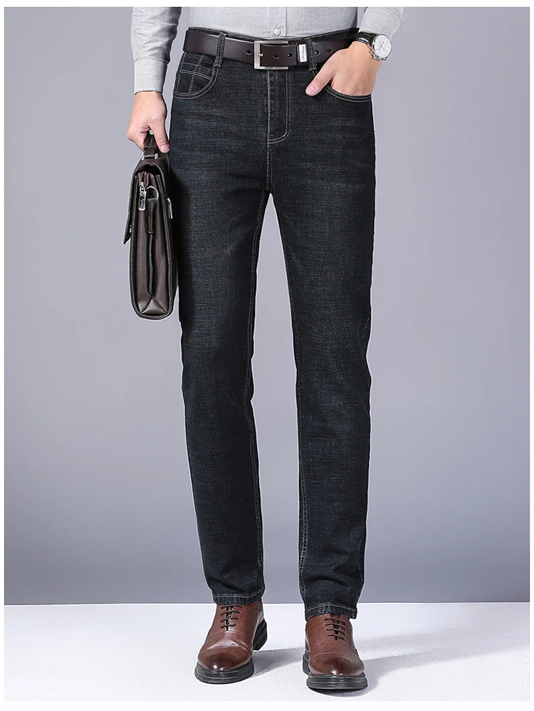 Men Fashion Straight Jeans Men 2024 New Stretch Slim Fit Pants Comfortable Soft Business Denim Trousers Male Brand Clothing 4