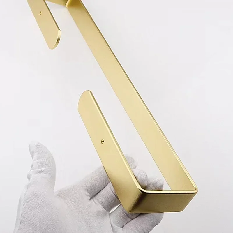 Golden Bathroom Robe Hook Towel Rail Rack Bar Kitchen Roll Paper Hand Towel Hanger Self Adhesive Storage Shelf Organizer No Dril