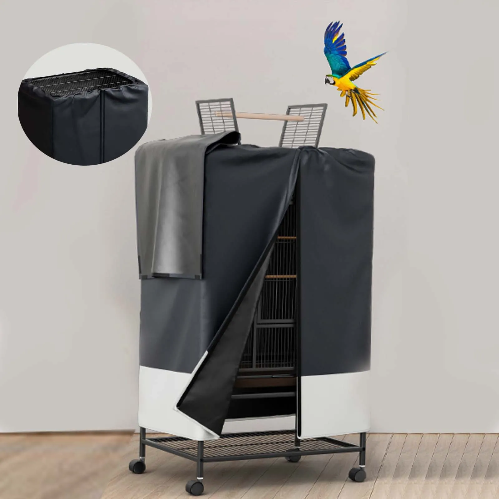 Durable Waterproof Bird Cage Cover for Indoor and Outdoor Use with Removable Top Panel and Breathable Design