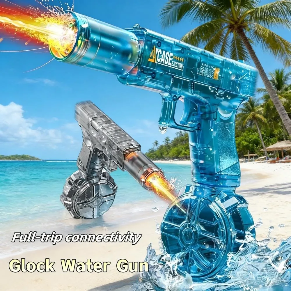 LED 조명이 있는 완전 자동 전기 물총, 성인 및 어린이용 여름 장난감, 해변 수영장 야외용 고압 물총