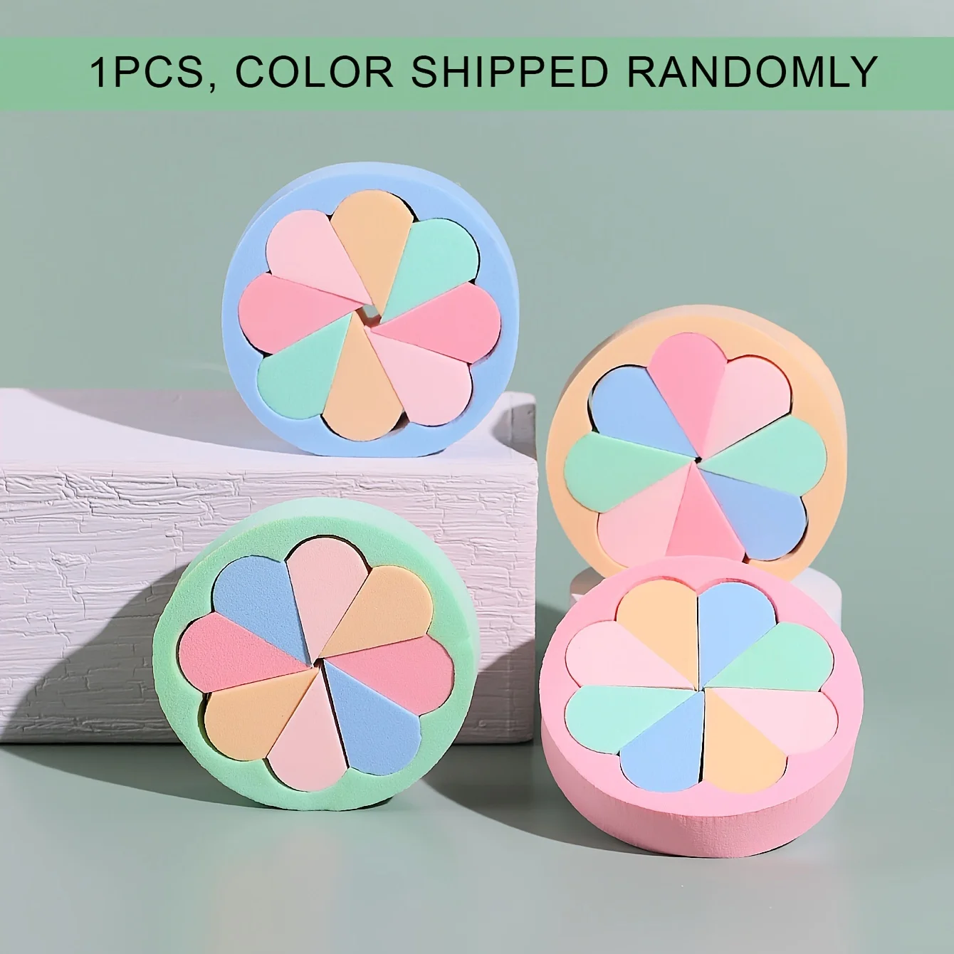 1pc Multicolor Circular Patchwork Makeup Sponge - Non-Absorbent for Foundation/Concealer, Perfect for Liquid/Cream Cosmetics