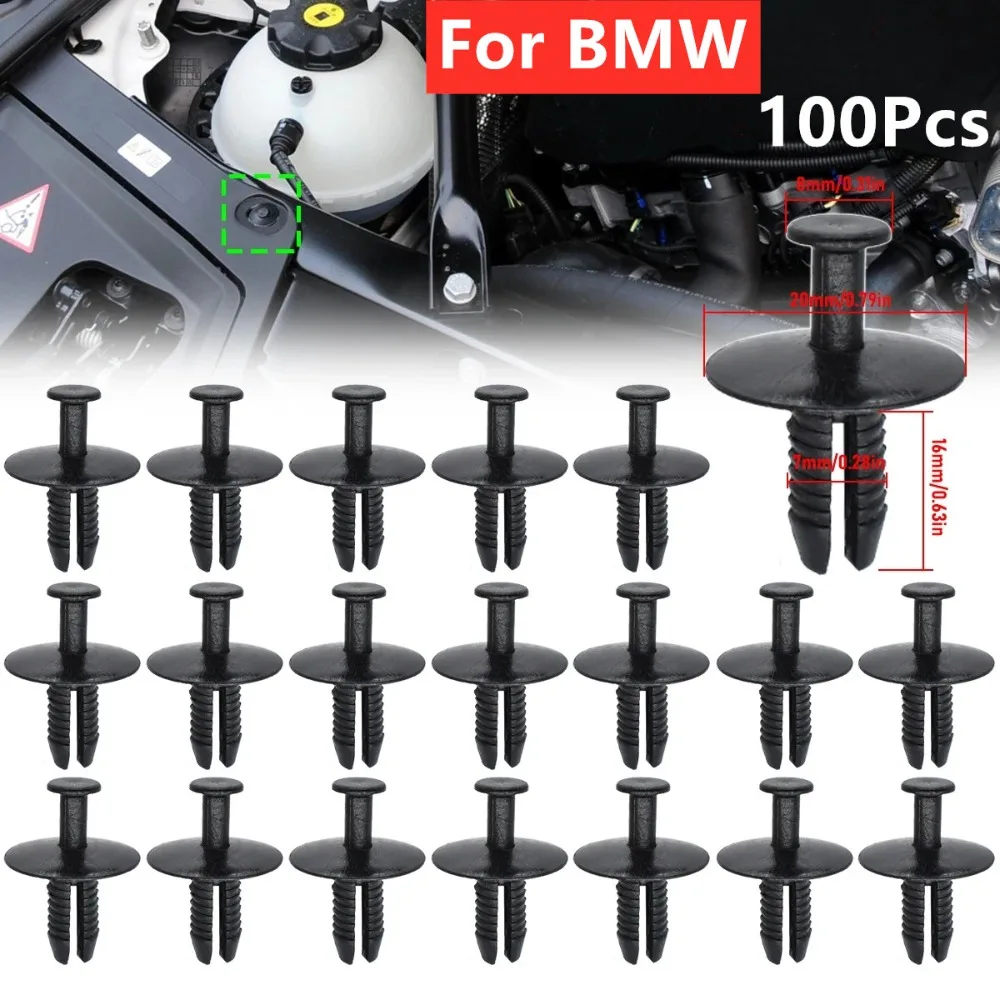 100x Car Expanding Rivet Clips Bumper Fender Liner Wheel Arch Door Sill Clips 7mm For BMW E46 E93 E38 E65 E66 F07 F10 F11 X3 E83