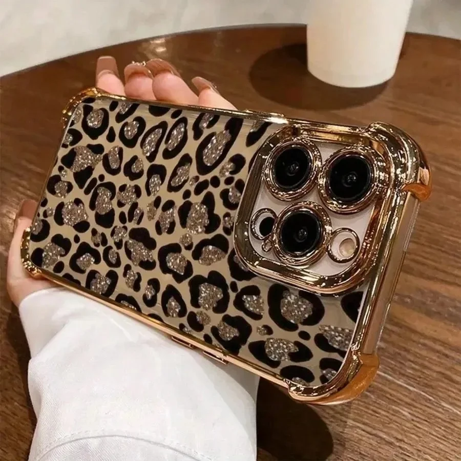 Chic Leopard Print Plated Soft TPU Phone Case