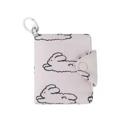 Chic Floral Coin Purse & Card Holder - Portable Korean Fashion (Beige Rabbit)
