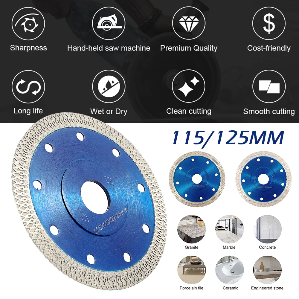 125mm Diamond Cutting Blade Continuou Segmented Rim Circular Saw Blade 65Mn Manganese Steel Cut Off Wheel Angle Grinder Disc