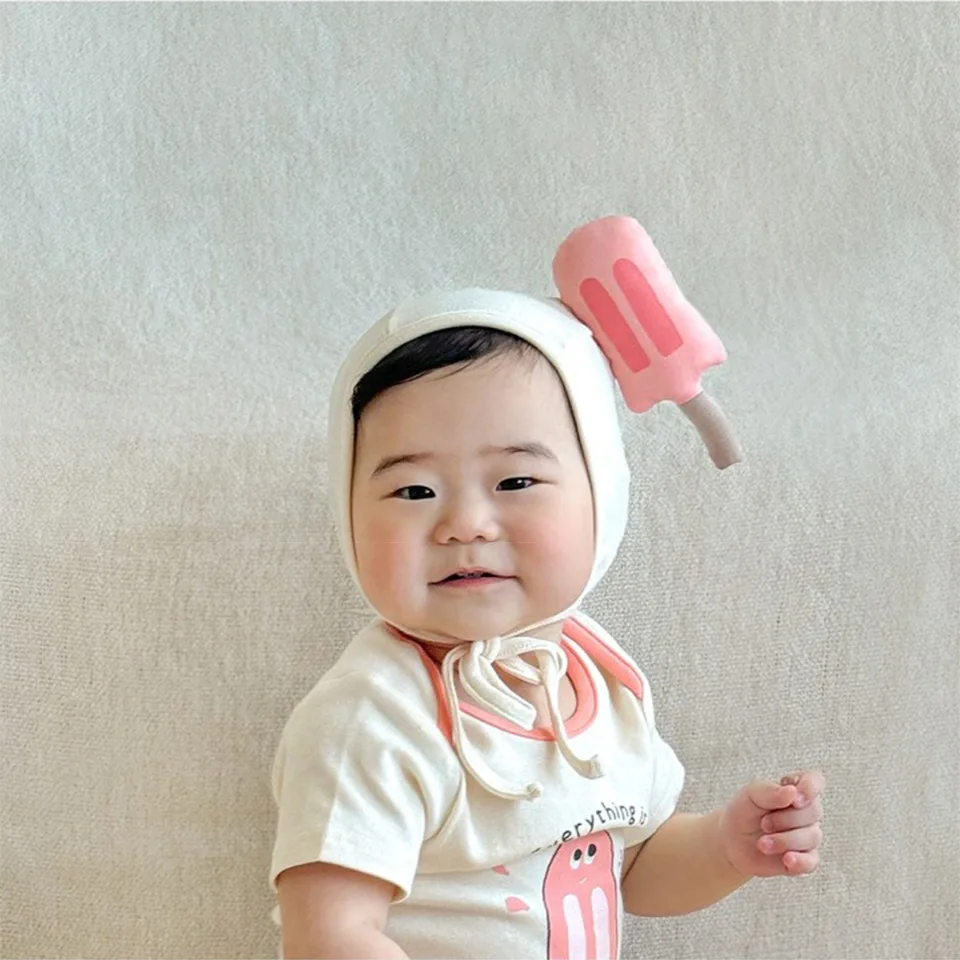 2024 Funny Summer Baby Clothes Boy Girls Korean Romper Bodysuit Cotton  Short Infant Ice cream print Onesie Jumpsuits With Hat - AliExpress, image size:960x960