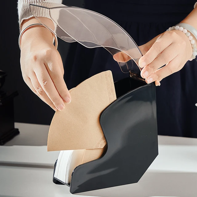 Kúp Kávé Szűrő Papír Adagoló Doboz Műanyag Kéz Csepegtető Tároló Porálló Szűrőpapír Tartály Tartó