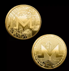 Monero XMR Commemorative Gold & Silver Plated Crypto Coin with Display Case (Gold)