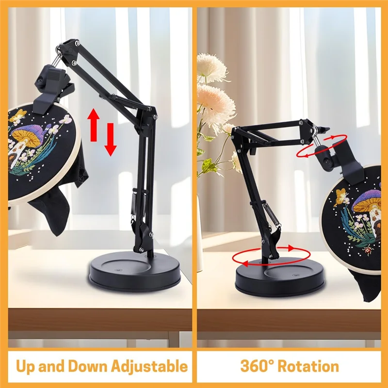 Embroidery Hoop Stand, Adjustable Embroidery Hoop Stand, Foldable Metal 360 Degree Rotation