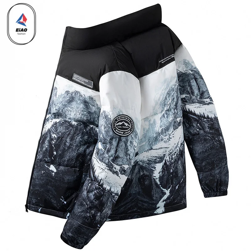 EIAO Winter Snow Peak White Duck Down Jacket Men 2026 Fashion Casual Camo Stand Collar Warm Down Jacket Leisure Windproof Parka