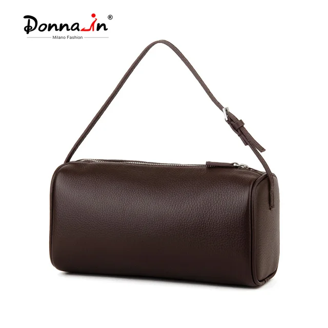 Matna-Mini sac à main en cuir véritable pour femme, cuir de veau entièrement grainé, sacs à bandoulière en forme de tonneau, sangle initiée 1