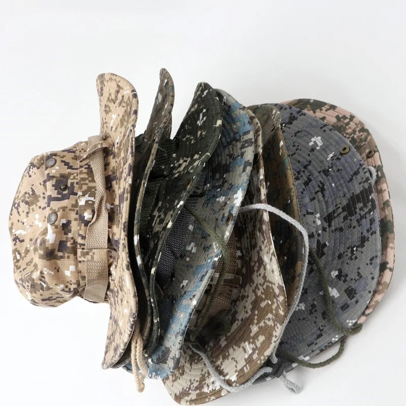 Camouflage hat Outdoor large overhang shade fisherman hat American casual breathable sun fishing jungle basin sun hat sun protection hat fisherman hat