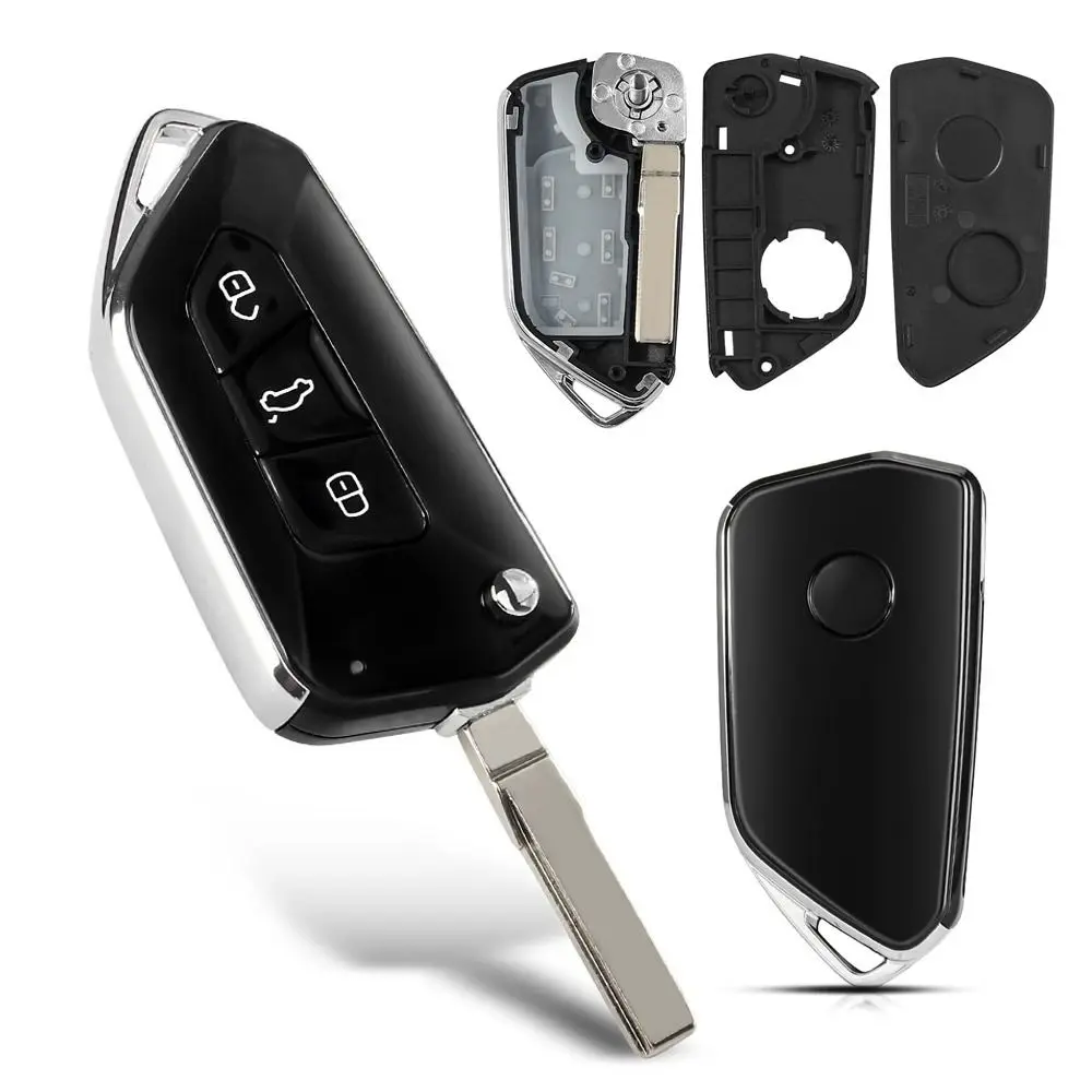 

3 Buttons Remote Key Shell Scratch-resistant ABS Folding Key Case Anti-drop for VW/Tiguan Polo/Passat CC SEAT/Skoda Octavia