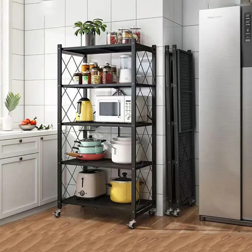 Multifunctional Flower Stand Shelves Storage Shelf Portable Folding Large Iron Shelf Floor Foldable Storage Shelving Bookshelf storage rack