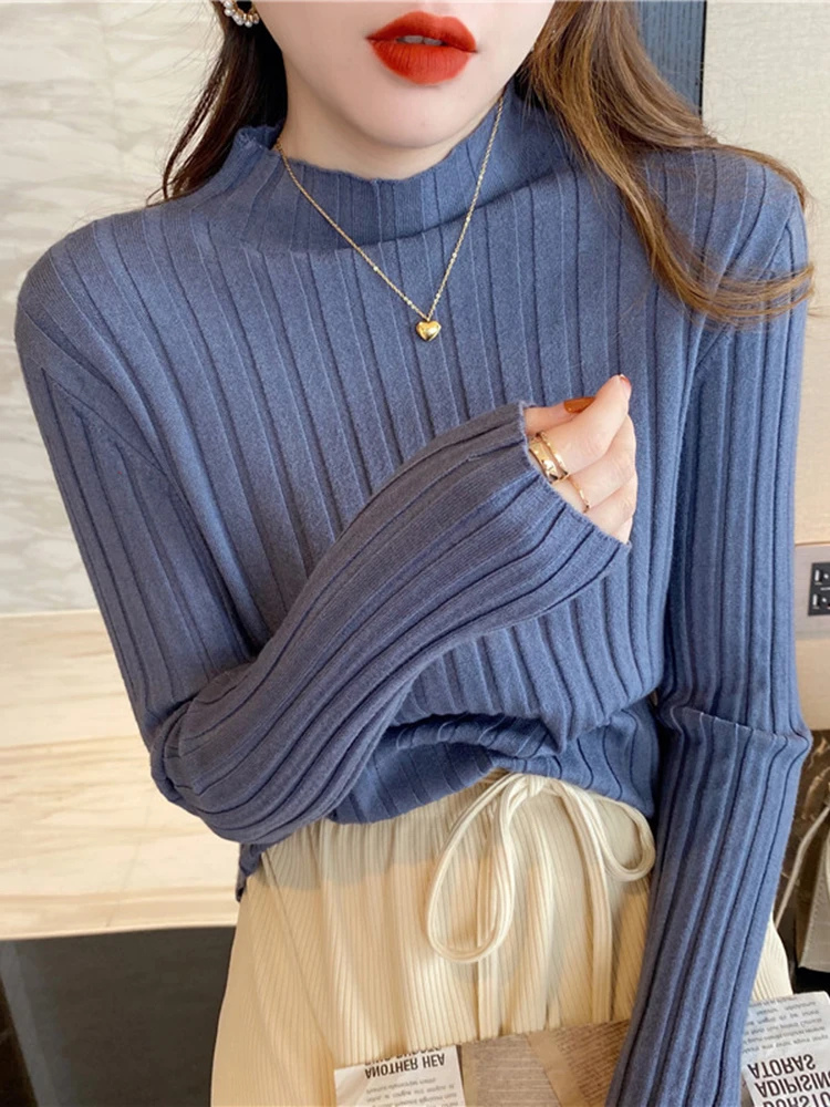Autumn Winter Knitted Ribbed Turtleneck Sweater Women Clothes 2025 Long Sleeve Slim Basic Pullover Woman Sweaters Solid Tops - Image 4