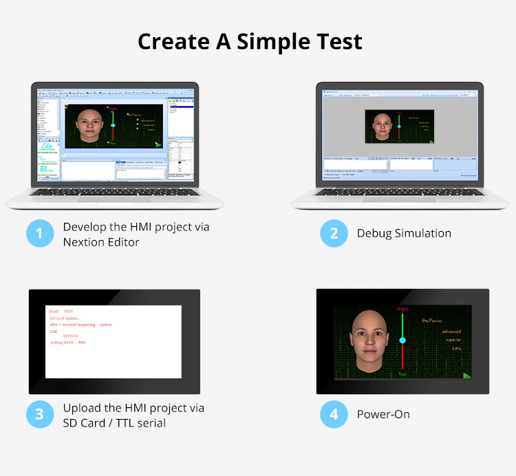 NEXTION 4.3 Inch HMI Touchscreen LCD Display – Intelligent Series NX4827P043 AI Smart Resistive Touchscreen with TFT Display, Serial Port, USART and RTC – Commercial Grade