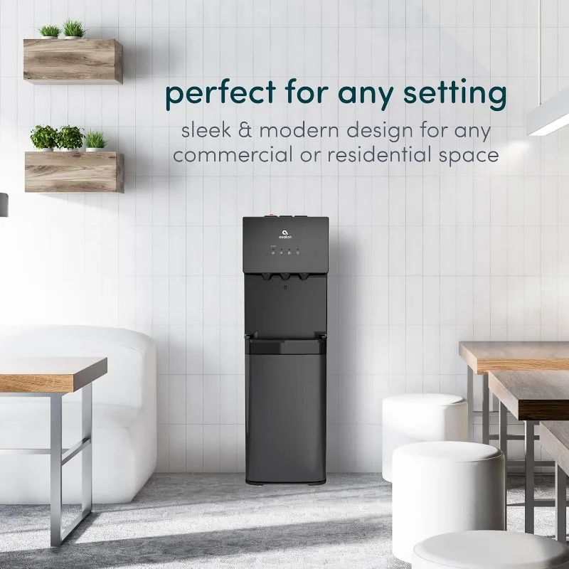 Avalon A3BLK Self Cleaning Bottom Loading Water Cooler Dispenser, 3 Temperature-UL/Energy Star Approved-Black Stainless Steel, 5 3