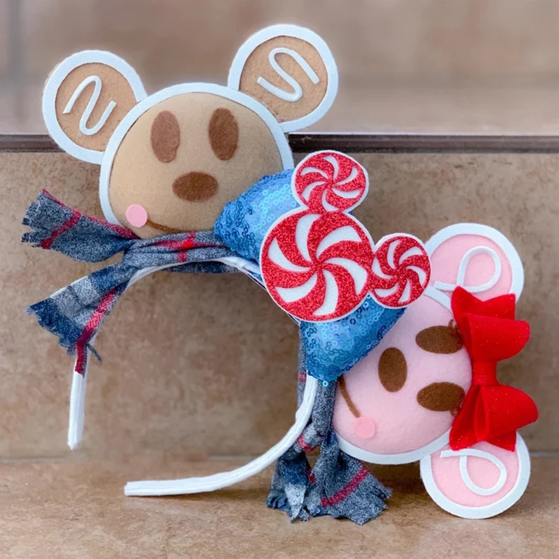 

2022, повязка на голову с бантом Disney Minnie ухо Микки Мауса, Рождественский косплей, плюшевая повязка на голову для взрослых/детей, праздничная вечевечерние, милые аксессуары