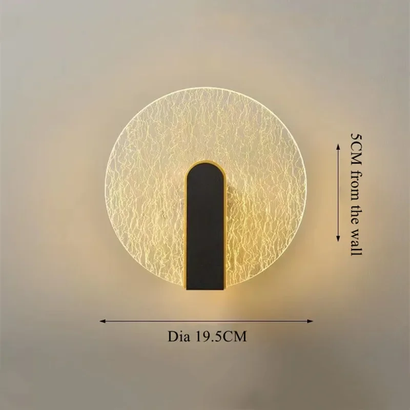 Bedroom Bedside LED Wall Lamp Modern Light Luxury Round Square Gold Indoor Background Decor Sconce Living Room Stairs Fixtures